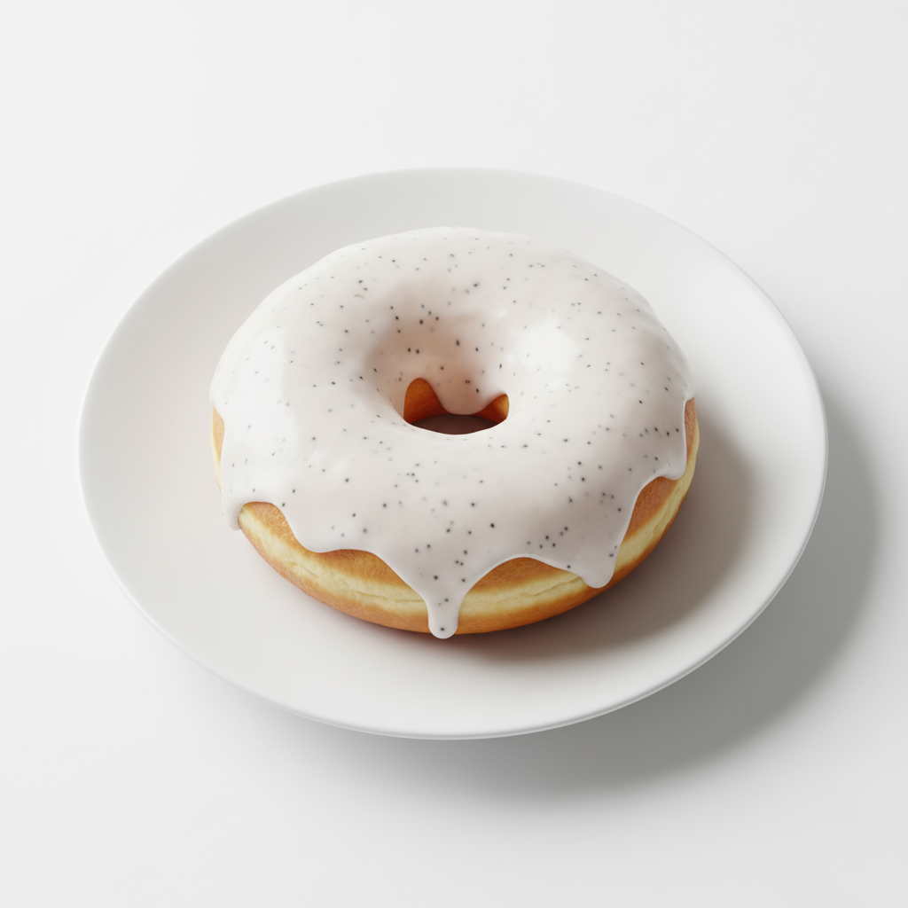 Soft yeast donut with smooth vanilla bean glaze