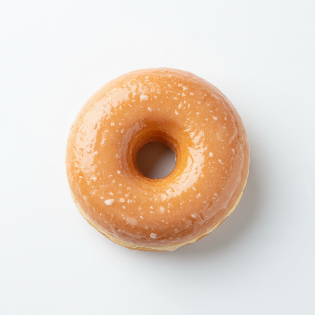 Classic glazed ring donut with a shiny sweet glaze