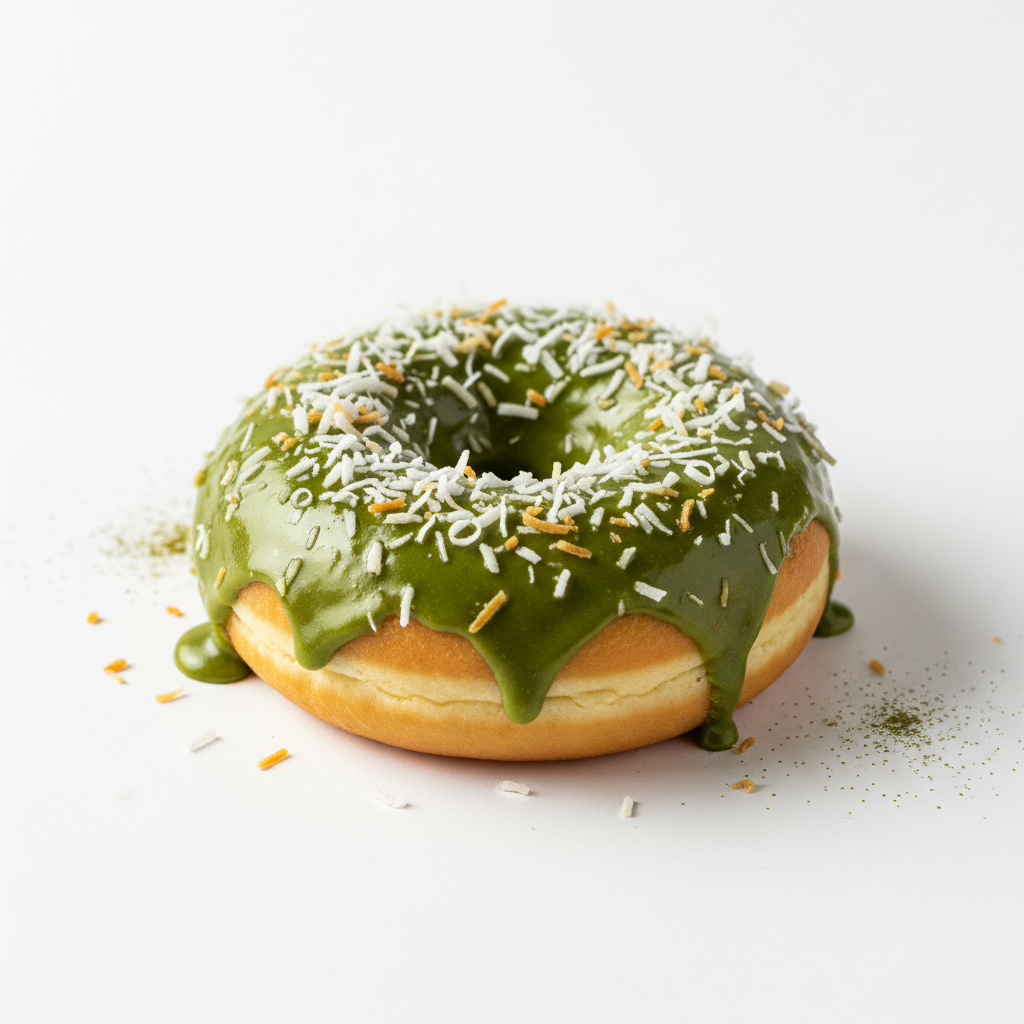 Vegan Matcha Coconut Mini donut on a clean white background