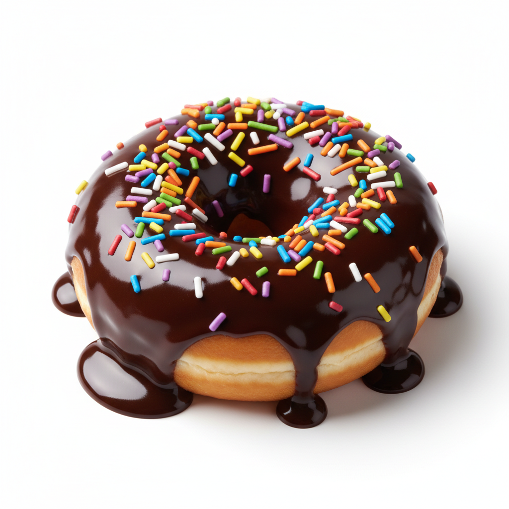 Chocolate frosted ring donut with sprinkles
